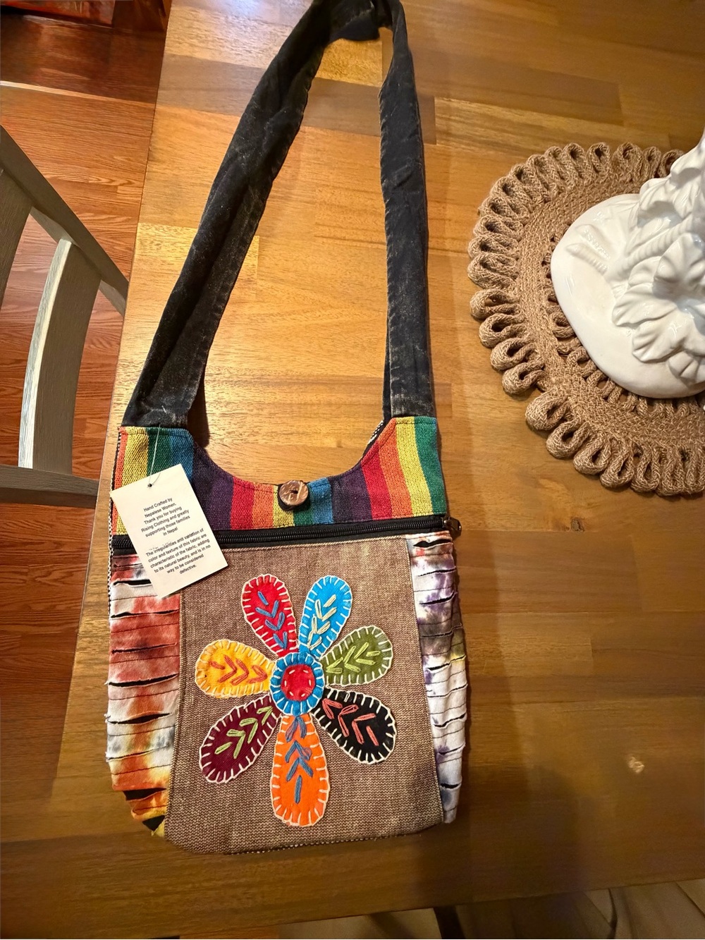 Colorful Flower Patch Crossbody Bag - Multicolor